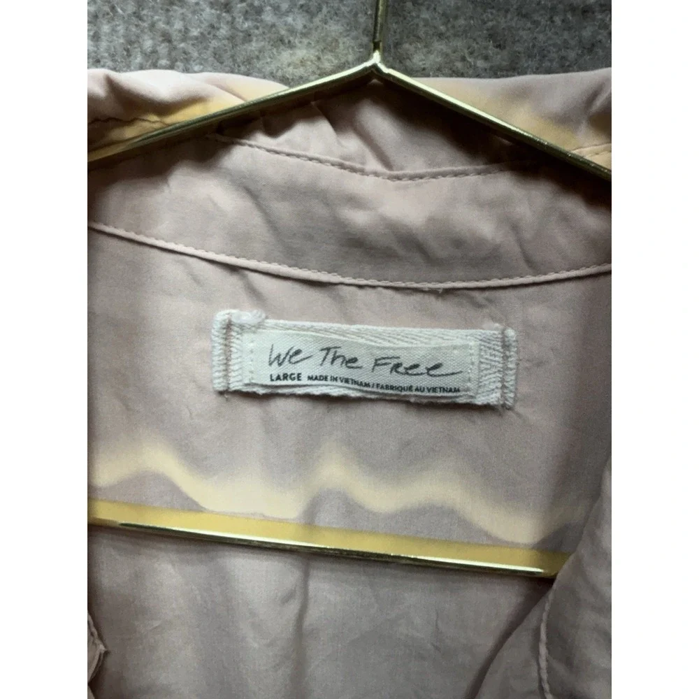 Free People Shirt Women Med Mauve High Low Oversized V‎ Neck Balloon Sleeve EUC